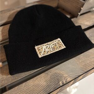 Black Knit Beanie with Patch